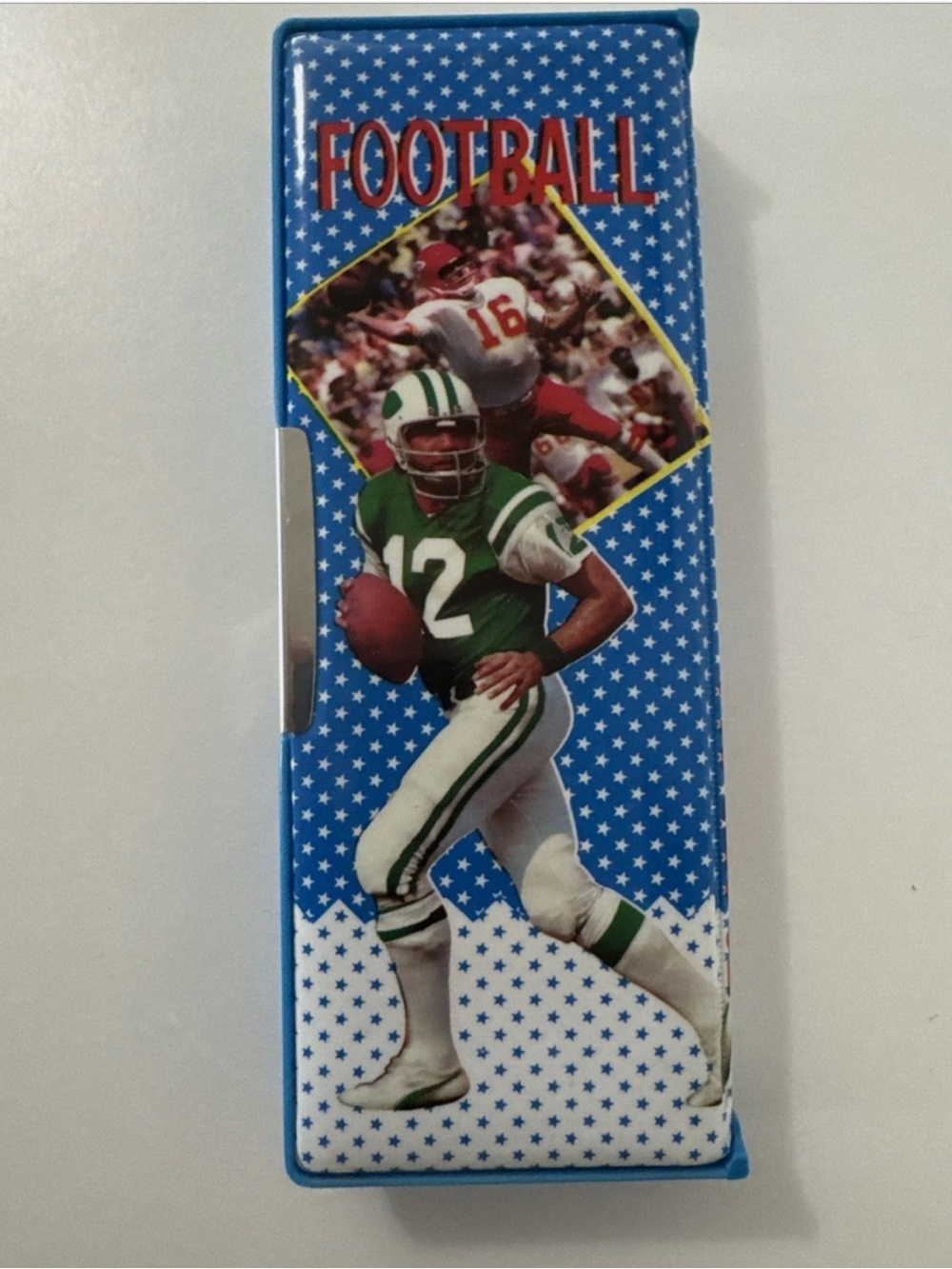 Vintage 70’s / 80’s Flomo Magnetic Pencil Case FM-204-07A Football Sports Theme